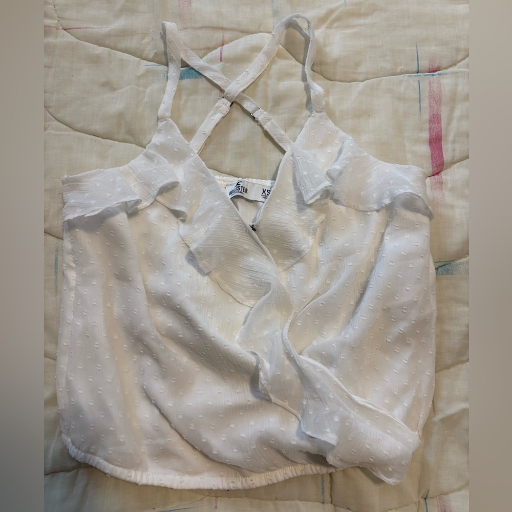 HOLLISTER White Ruffled Sleeveless Top, Size XS